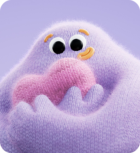 Friendly purple monster mascot